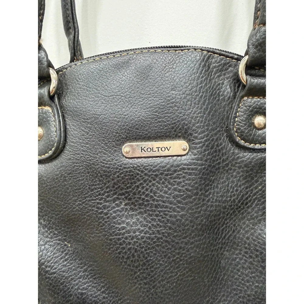 KOLTOV Black‎ Faux Leather Satchel Handbag Shoulder Bag Purse